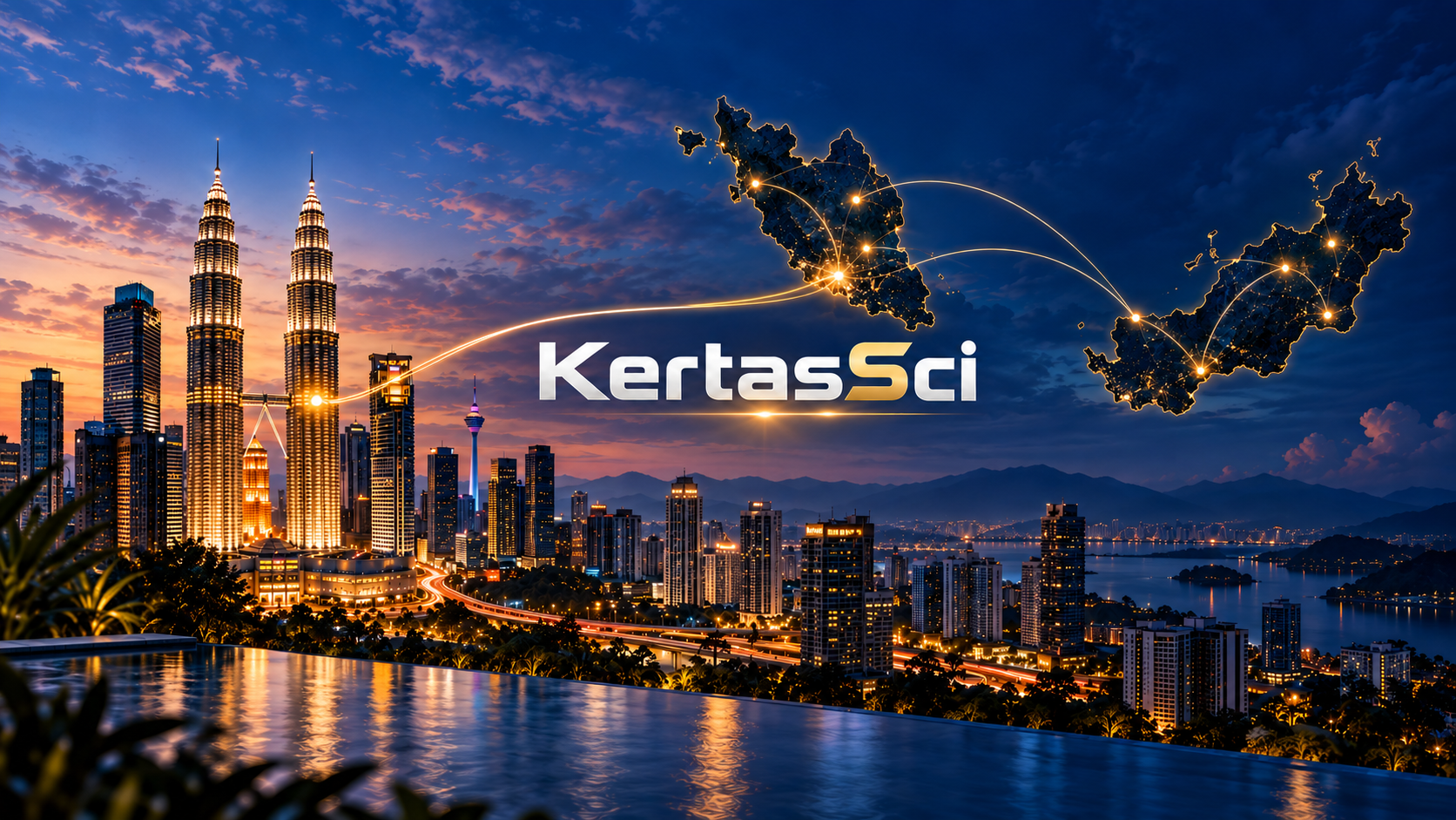 Kuala Lumpur skyline at dusk with the Petronas Twin Towers